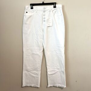Kancan Straight Leg Frayed hem exposed button fly 11/29 NWT High waist White